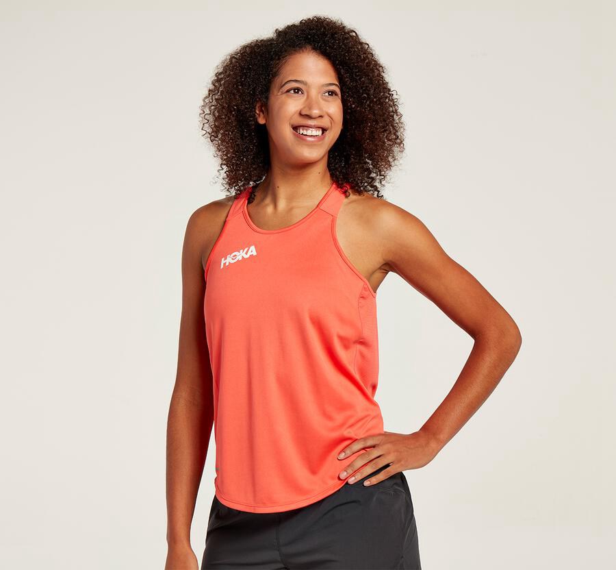 Top Hoka One One Mujer - Performance Tank - Naranjas - YBI076593